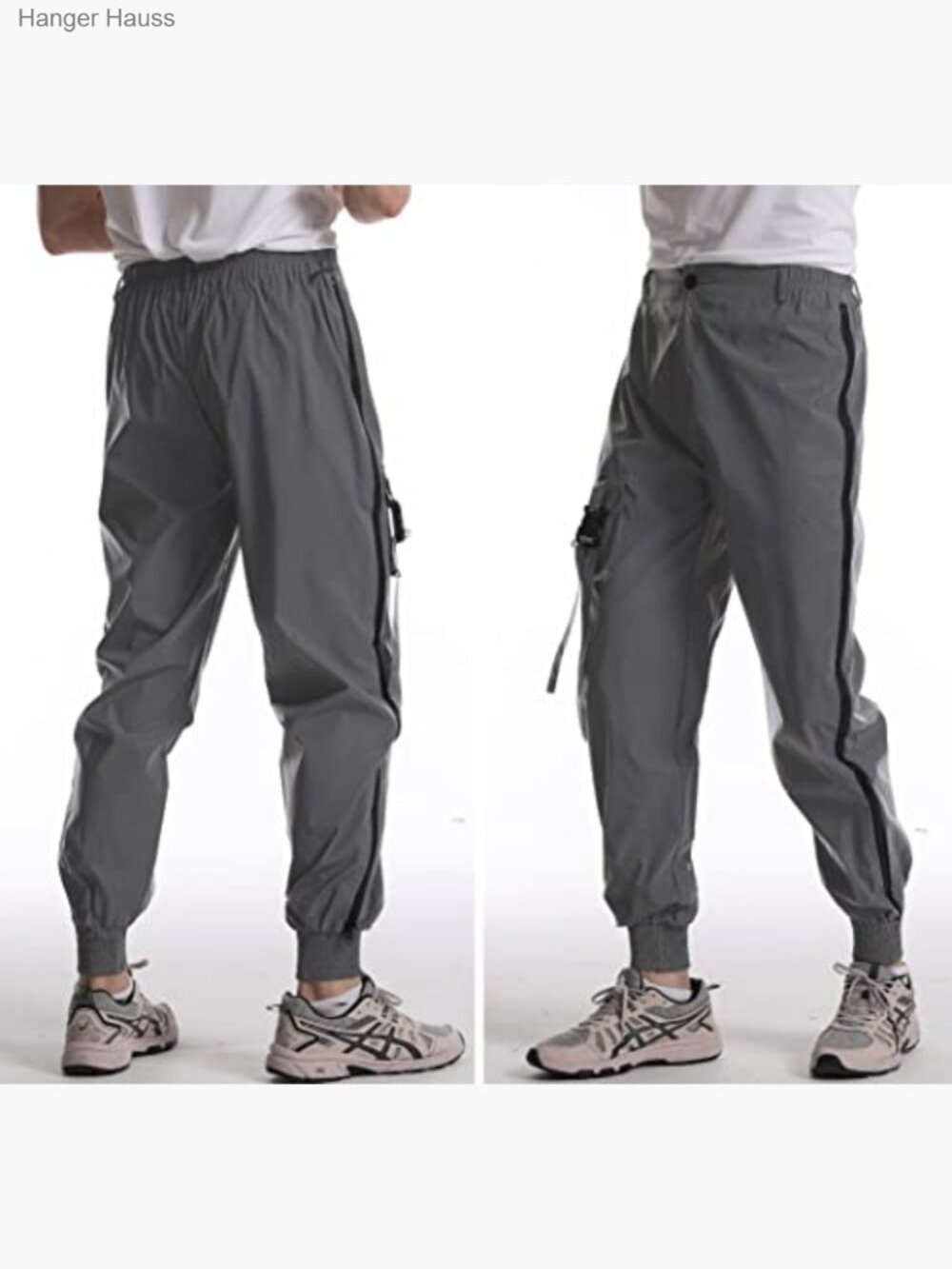 Men's Reflective Joggers with Zippered Pockets Breathable Rave Pants - Picture 4 of 7